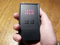 The size is very ergonomic. The design is right-handed, so the main switch is at the top-right.